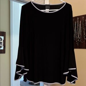 Coco Bianco Black Blouse with White Accents